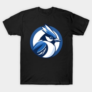 a blue jay bird in a circular shape T-Shirt